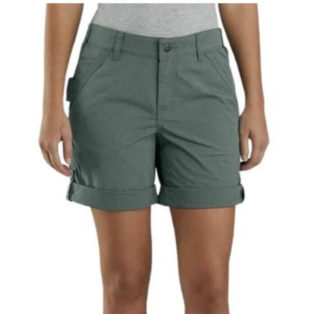 Carhartt Women's 14 Shorts 104213 MKG Musk Green 9" Ripstop Rugged Flex 5 Pocket